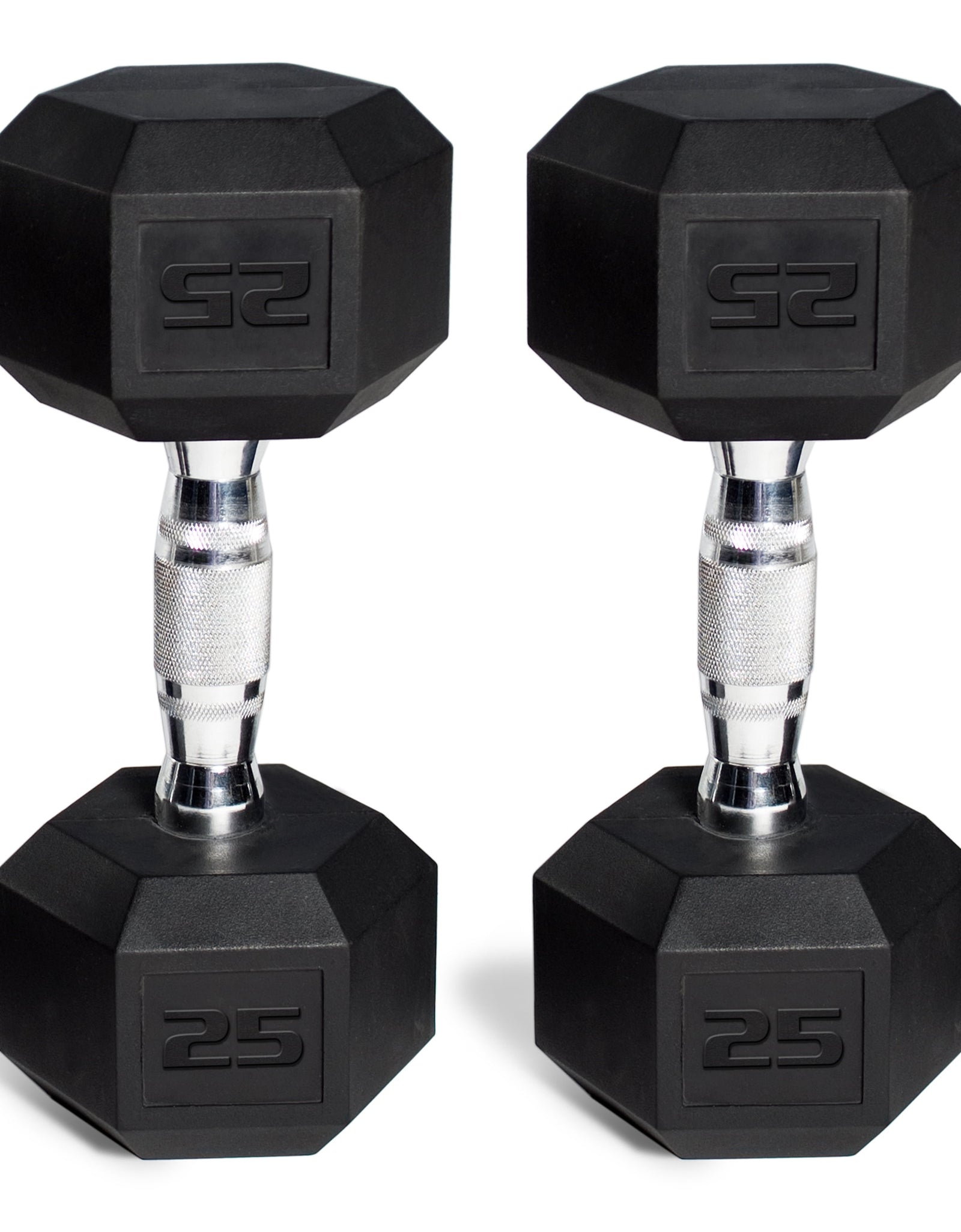 150 Lb. Coated Hex Dumbbell Weight Set, 5-25 Lb. with White Rack