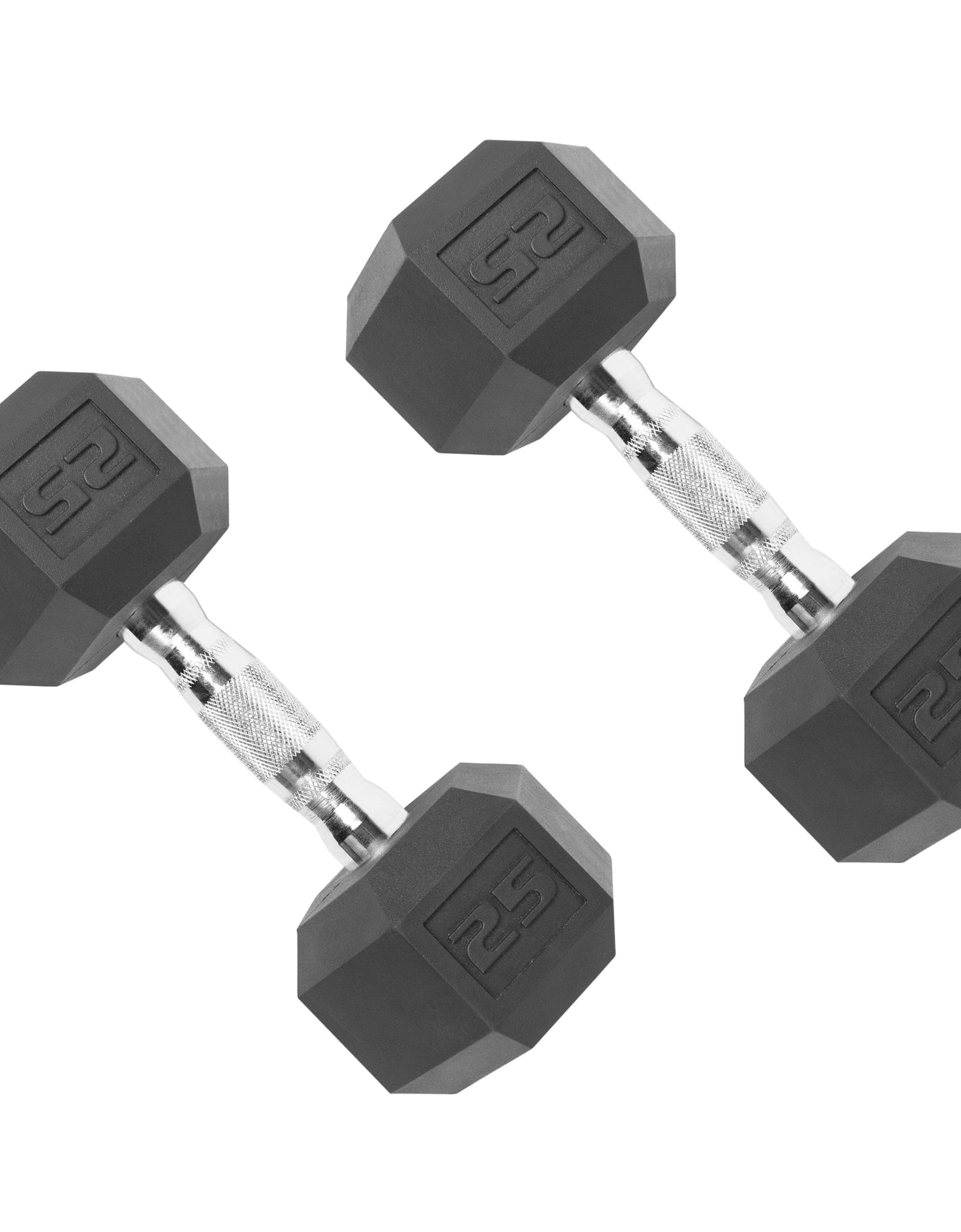 150 Lb. Coated Hex Dumbbell Weight Set, 5-25 Lb. with White Rack