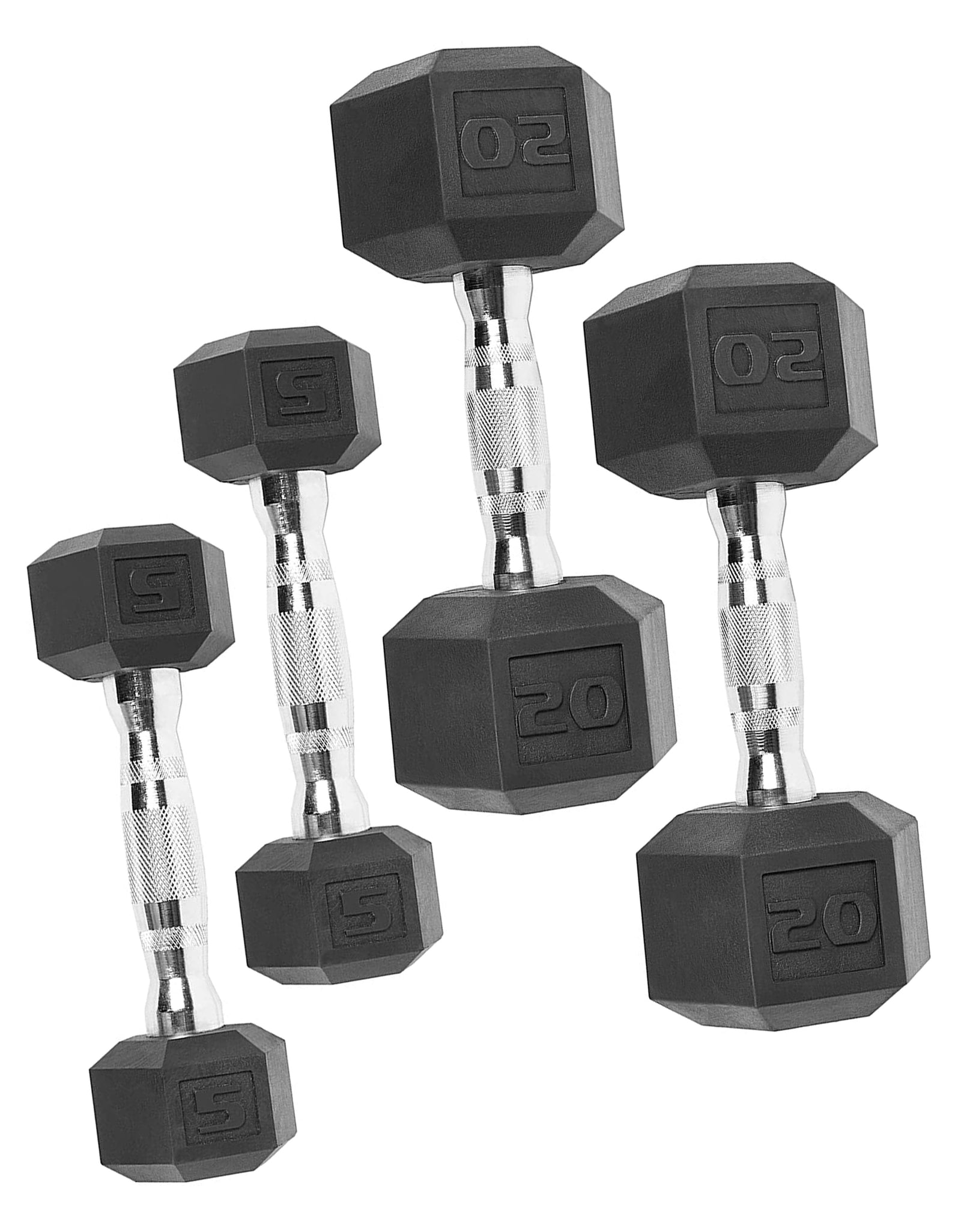 150 Lb. Coated Hex Dumbbell Weight Set, 5-25 Lb. with White Rack